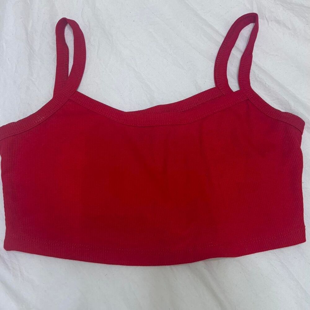 SHEIN Ribbed Women's Red Cami Lounge Layering Medium Tank Basic Summer Crop Top